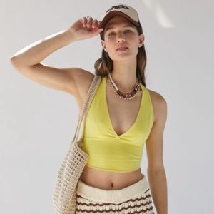 BNWT UO Perth strappy back crop tank top Yellow M